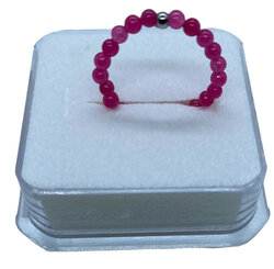 Elastische natuursteen ring van fuchsia agaat - Doorsnede 18 mm