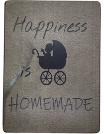 Houten bordje - Happiness is homemade met kinderwagen