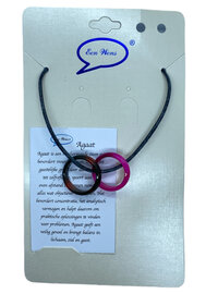 Verstelbare Leren Ketting met Twee Ringen van Agaat Natuursteen