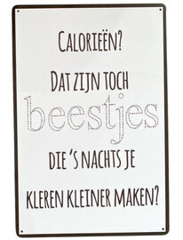 Metalen bord Calorieën?