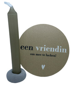 Mini cadeautje Een vriendin om mee te lachen - kaarsje, houder & onderzetter