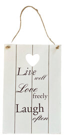 Houten bord Live well 