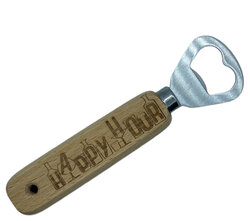 Houten Flesopener Happy Hour met Stevig Handvat