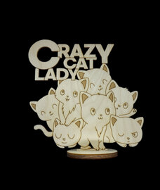 Crazy cat lady - Houten voetstuk