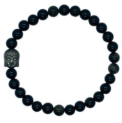 Zwarte Obsidiaan Armband met Boeddha voor Inzicht en Bescherming