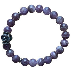 Kalmerende Amethist Armband met Zilverkleurige RVS Rooskraal