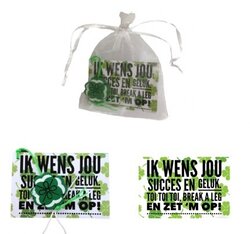 Kaartje in organzazakje - Ik wens jou succes en geluk