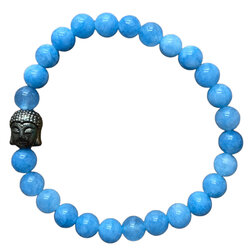Dames armband aquamarijn natuursteen met Boeddha kraal
