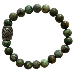 Unisex armband natuursteen Afrikaans Turquoise met luxe RVS kraal