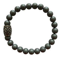 Unisex armband natuursteen hematiet met robuuste RVS kraal