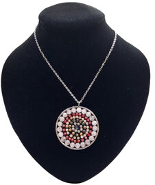 Mandala ketting Rozenkwarts natuursteen met een verstelbare ketting