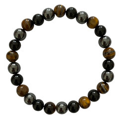 Herenarmband Balanced power - Tijgeroog Hematiet Obsidiaan