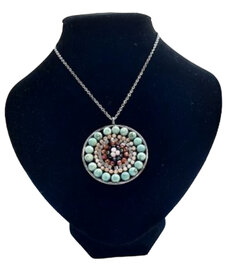 Mandala ketting turquoise natuursteen met verstelbare ketting van staal