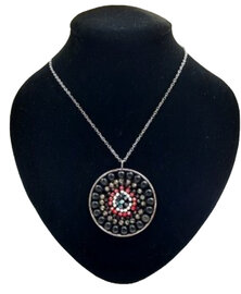 Mandala ketting onyx natuursteen met verstelbare roestvrijstalen ketting