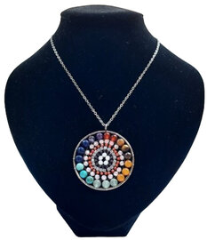 Mandala ketting regenboog natuursteen met een verstelbare ketting
