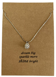 Zilverkleurig collier Toenga met glinsterende hanger en giftcard