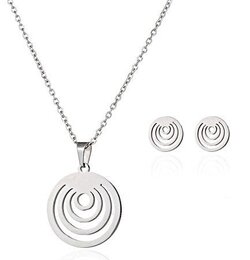 Sieraden set Cirkels - ketting & oorbellen van RVS