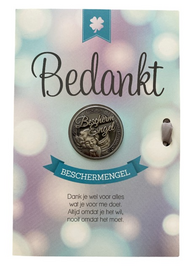 Kaart met geluksmunt - Bedankt