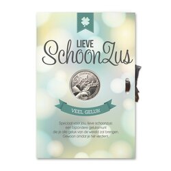 Kaart met geluksmunt - Lieve schoonzus