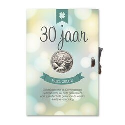 Kaart met geluksmunt - 30 jaar