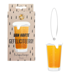 Autogeurhanger Van harte gefeliciteerd - bierglas