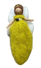 Elfje Beschermengel van wol - mosterd/wit