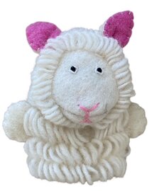 Handgemaakte vingerpop vilt - Schaap - Fair trade
