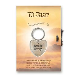 Sleutelhanger Gelukshartje 70 jaar