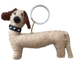 Handgemaakte sleutelhanger vilt teckel - beige