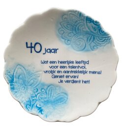 Magneet 40 Jaar van porselein - Blauw