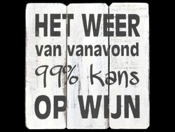 Houten bord Het weer van vanavond