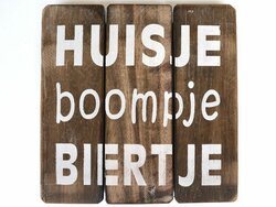 Houten bord Huisje boompje biertje