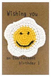 Handgemaakte kaart Wishing you an egg-cellent birthday met omelet