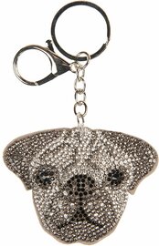 Luxe hondenkop sleutelhanger met strass voor een schitterende sleutelbos