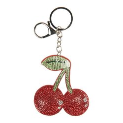 Luxe kersen sleutelhanger met strass en keyring