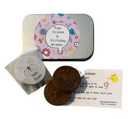 Zaden doosje Hugs Kisses and Birthday Wishes Vlinderbloemen kweekset