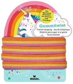 Vrolijk en glitterend springelastiek van 4 meter met spelinstructies