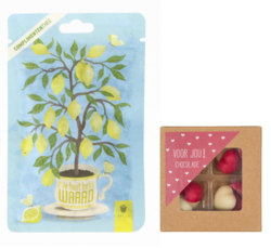 Complimenten thee - Je bent het waard en Chocolade hartjes 