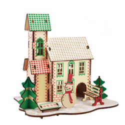 3D Houten constructieset Sneeuw Huisje - DIY Bouwpakket zonder lijm