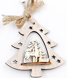 Houten kersthanger met rendieren