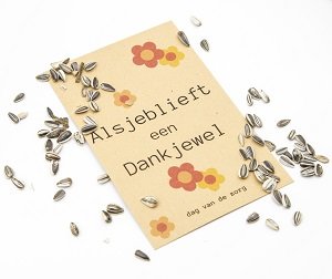 Alsjeblieft een Dankjewel, dag van de zorg (zonnebloemzaden) Alsjeblieft een Dankjewel, dag van de zorg (zonnebloemzaden)