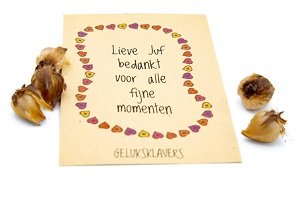 Lieve juf, bedankt voor alle fijne momenten (geluksklavers) Lieve juf, bedankt voor alle fijne momenten (geluksklavers)