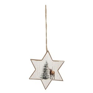 Houten (ster)hanger met rendier Houten (ster)hanger met rendier