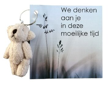 Kaartje We denken aan je met knuffel beertje Kaartje We denken aan je met knuffel beertje