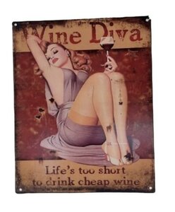 Metalen bord Wine diva Metalen bord Wine diva
