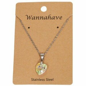 Stainless steel ketting met in facet geslepen kristallen hanger Stainless steel ketting met in facet geslepen kristallen hanger