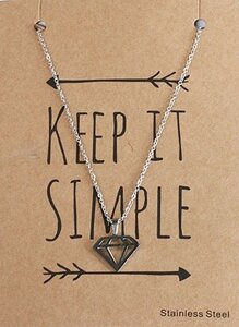 Ketting met diamant hanger (RVS)