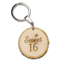 Sleutelhanger Sweet 16 hout  Sleutelhanger Sweet 16 hout