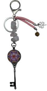 Tassenhanger Sleutel Key to your heart Rozenkwarts Tassenhanger Sleutel Key to your heart Rozenkwarts