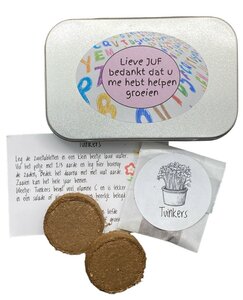 Zadendoosje Lieve juf, bedankt dat u me hebt helpen groeien Zadendoosje Lieve juf, bedankt dat u me hebt helpen groeien